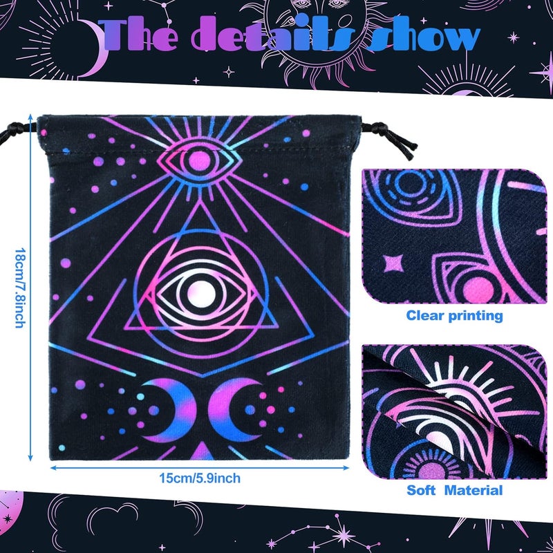 Shappy Pcs Tarot Card Velvet Storage Bag Dice Drawstring Holder Jewelry Pouch for Enthusiasts Hand Gift Bags, 7.1 x 5.9 Inches Styles (Elegant Style) - Image 2